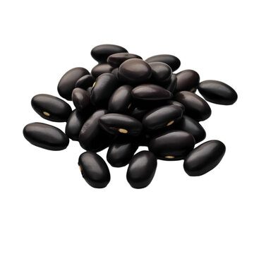 Pile of black beans isolated on transparent background