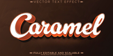 Caramel candy text effect, editable sugar and dessert font style - obrazy, fototapety, plakaty