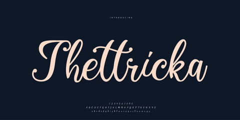 Abstract Fashion font alphabet. Minimal modern urban fonts for logo, brand etc. Typography Calligraphy typeface uppercase lowercase and number. vector illustration
 - obrazy, fototapety, plakaty