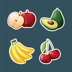 Set sticker fresh fruit design