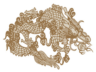 Dragon drawing chinese .Zodiac sign, year of the Dragon. Oriental Ornament Elements. Eastern Design Elements. 2024 year Asian Symbol.