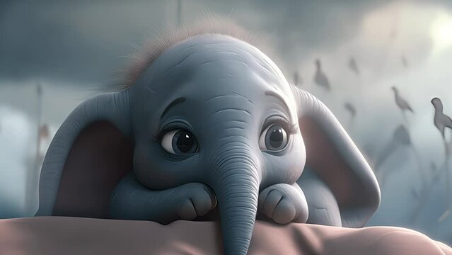 Adorable cute baby elephant. Created with Generative AI

