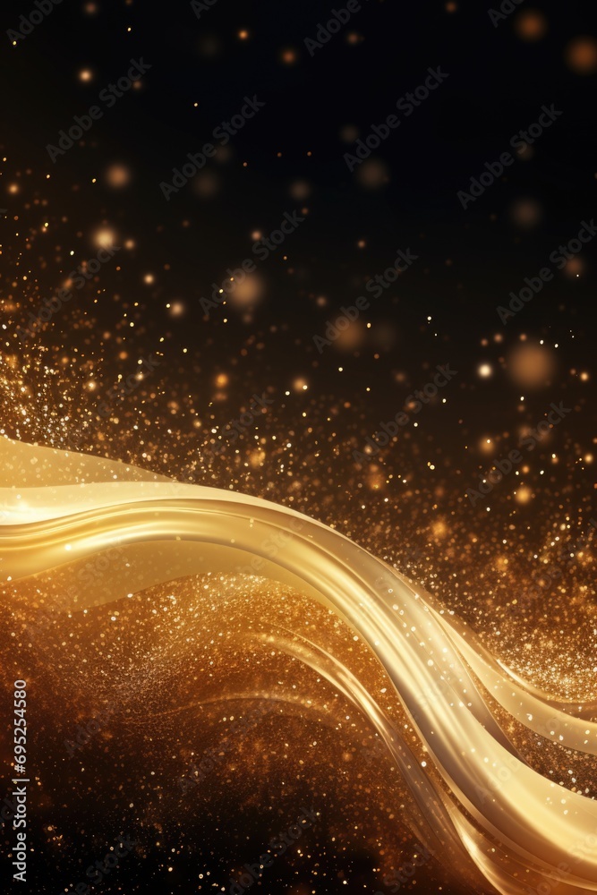 Poster A beautiful gold background with a flowing wave. Perfect for adding an elegant touch to any design