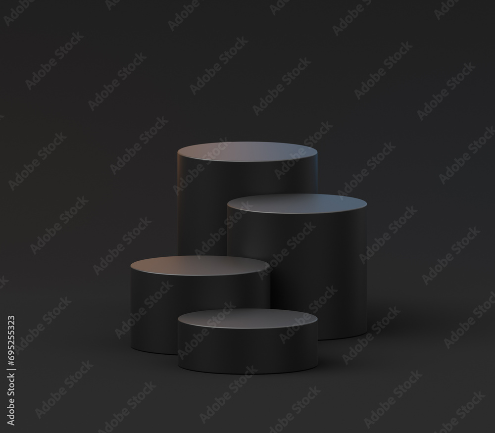Poster empty black podium stand scene on product stage display 3d background platform of elegant sale pedes