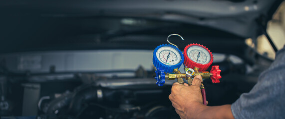 Car air conditioner check service, leak detection, fill refrigerant.Device and meter liquid cooling...