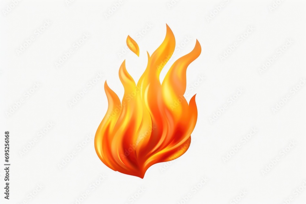 Poster a vivid depiction of a fire on a plain white background. this image can be used to symbolize danger,