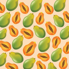 Papaya fruit pattern background design