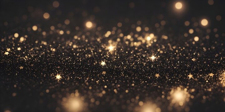 abstract velvate and black star particles bokeh background with glitter defocused lights and stars