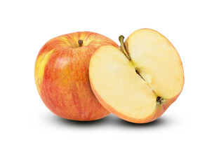 apple whole and halves piece isolated on transparent