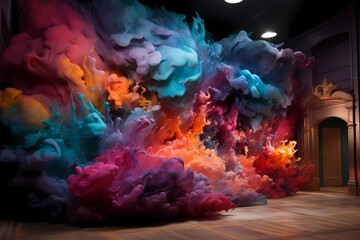 A captivating wallpaper featuring a cascade of vibrant liquid colors, creating an immersive and dynamic visual experience - obrazy, fototapety, plakaty