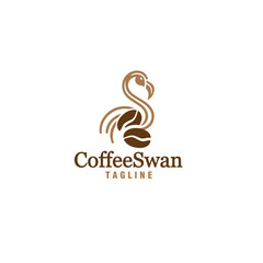 swan coffee logo design vector template