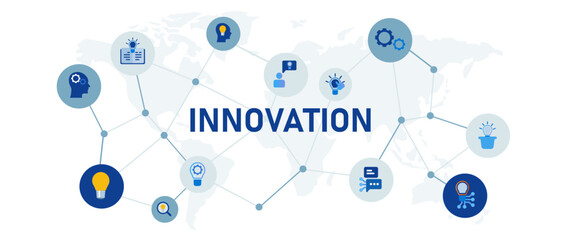Innovation concept innovate banner header connected icon set symbol illustration