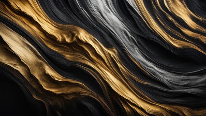 Obraz premium The painting is streaked in black and gold tones