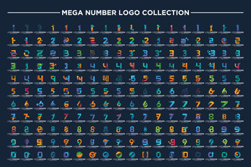 Collection of abstract number logo designs. Creative concept for number logo.