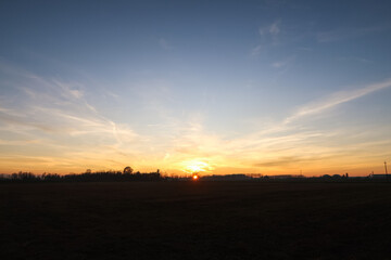 Sunset Po Valley Italy landscape sun sky fields color