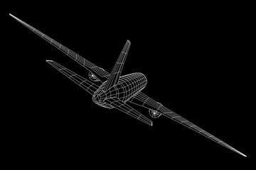 Airplane. Abstract airliner. Wireframe vector illustration