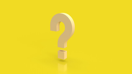 The yellow question mark for abstract background  3d rendering.