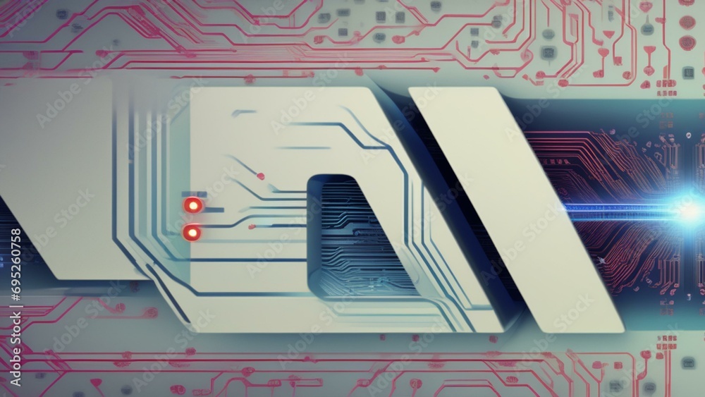 Wall mural technological pattern wallpaper symbolizing ai with the letters 