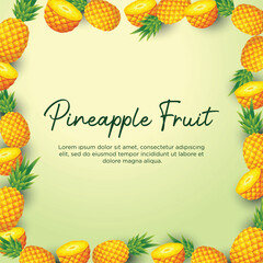 Pineapple fruit frame. Background design
