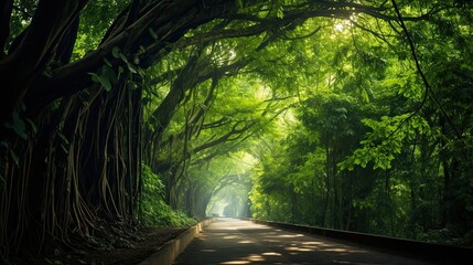 Deep tropical jungles of Southeast Asia green trees