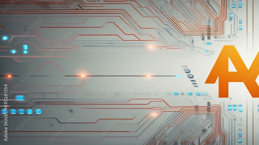 Wall mural technological pattern wallpaper symbolizing ai with the letters 