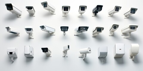 A collection of different types of surveillance cameras. Ideal for illustrating security, technology, and surveillance concepts - obrazy, fototapety, plakaty