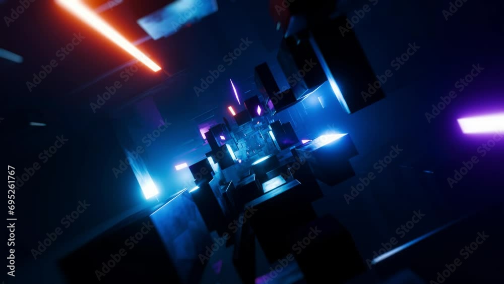 Canvas Prints abstract tunnel animation backgroud, blue and violet lights, seamless vj loop