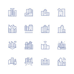 City line icon set on transparent background with editable stroke. Containing skyscraper, city, city building, smart city, buildings, skyscrapers.