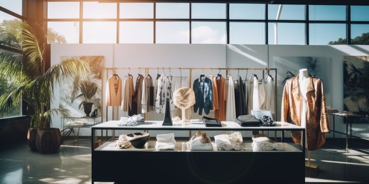 A display showcasing various clothes in a clothing store. Perfect for fashion and retail-themed projects