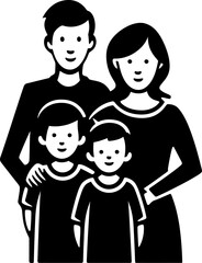 Happy family silhouette icon in black color. Vector template design art.