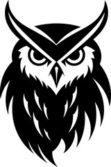 Fototapeta premium Owl silhouette icon in black color. Vector template design for laser cutting wall art.