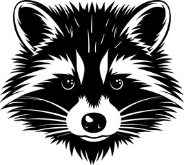 Raccoon silhouette in black color. Vector template for laser cutting wall art.