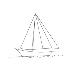 Continuous beautiful one line sailing boat drawing art design