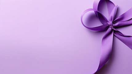 Purple ribbon on purple background. World Cancer Day campaign on February 4. copy space for text