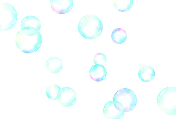 背景素材_水彩_シャボン玉_青