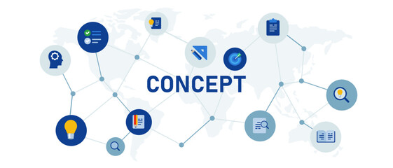concept conceptual banner header connected icon set symbol illustration