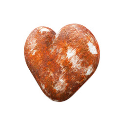 3d rendering heart made of rusty metal isolated on a white background