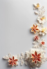 white background with small floral 3d  in the corn