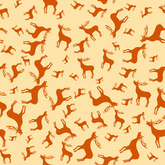 Obraz premium vintage christmas deer element reindeer seamless pattern background congratulation gift paper vector