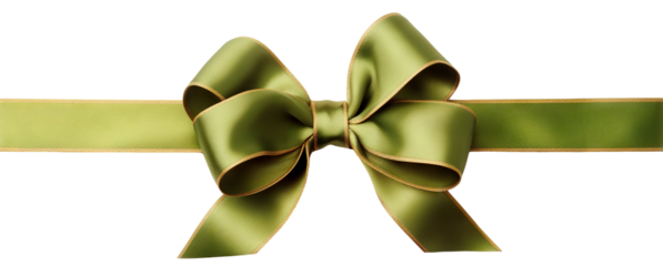 Green ribbon and bow, cut out