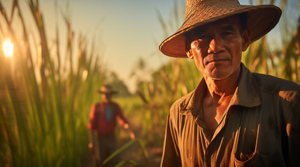 filipino 50 year old farmer - obrazy, fototapety, plakaty