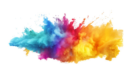 Fototapeta na wymiar colorful vibrant rainbow Holi paint color powder explosion with bright colors isolated white background. 