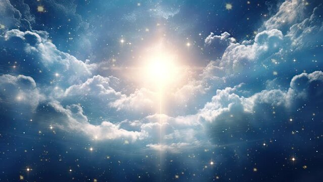 Shining sky with clouds, heaven concept