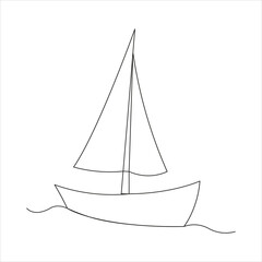 Continuous one line sailing boat drawing art design