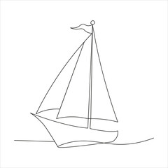 Continuous one line sailing boat drawing art design