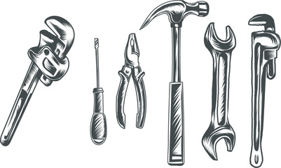 set of tools for repairing vector art