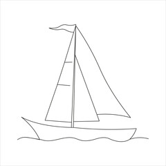 Continuous one line sailing boat drawing art design