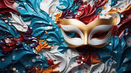 Carnival Mask Confetti On White Backgroun, Background HD, Illustrations