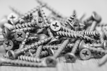 Bolts, screws - plated, a pile of assortment for domestic work.