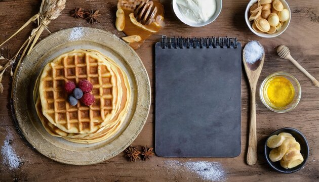 Copy Space image of waffles made from pumpkin puree, eggs and flour, with the addition of cinnamon, cloves.